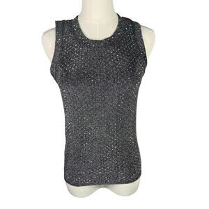 LNA Clothing Sparkle Tank Top Medium Black Silver Glitter Sleeveless Party Knit‎
